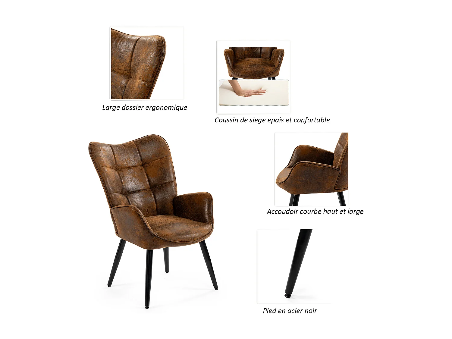 Fauteuil en microfibre tissu,KANAS