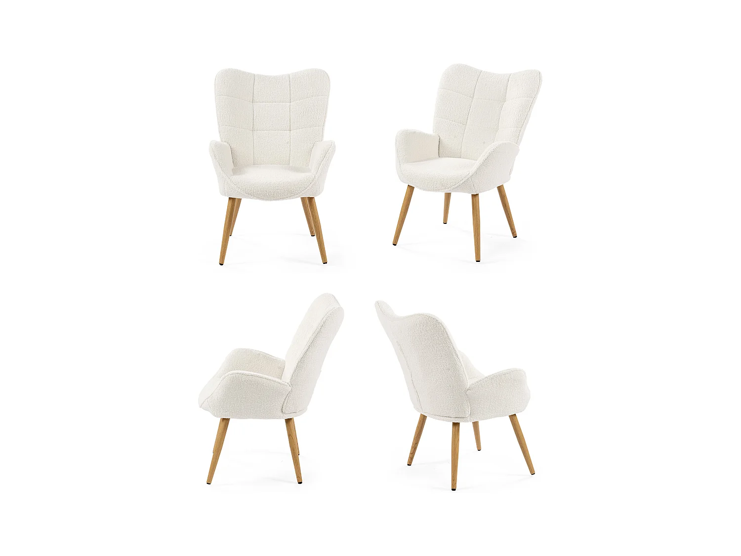 Fauteuil en bouclette blanc style scandinave,KANAS