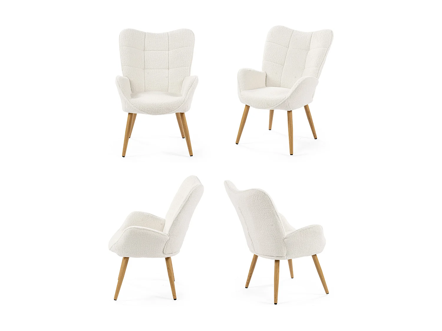 Fauteuil en bouclette blanc style scandinave,KANAS