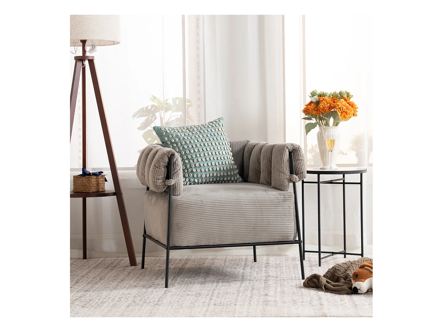 Fauteuil tissu en velours côtelé,DOMCO