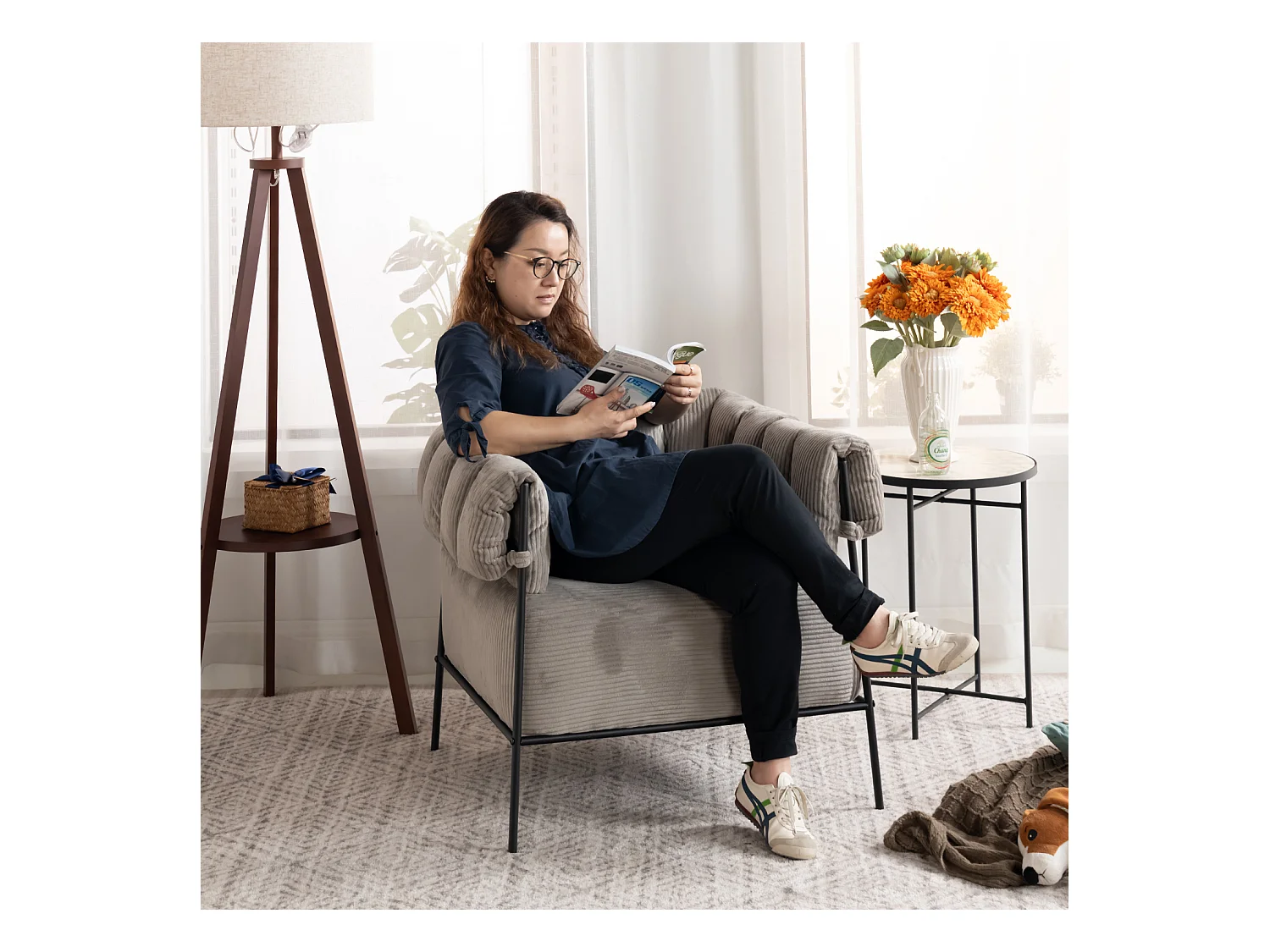 Fauteuil tissu en velours côtelé,DOMCO