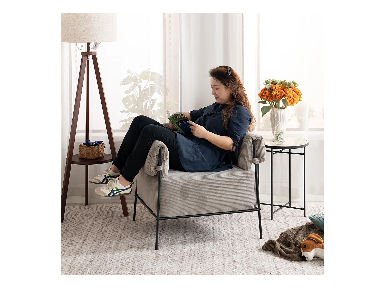 Fauteuil tissu en velours côtelé,DOMCO