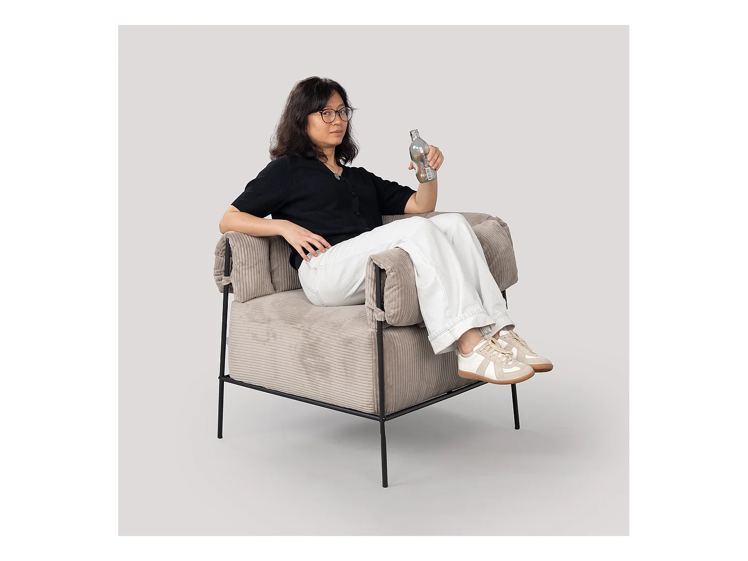 Fauteuil tissu en velours côtelé,DOMCO