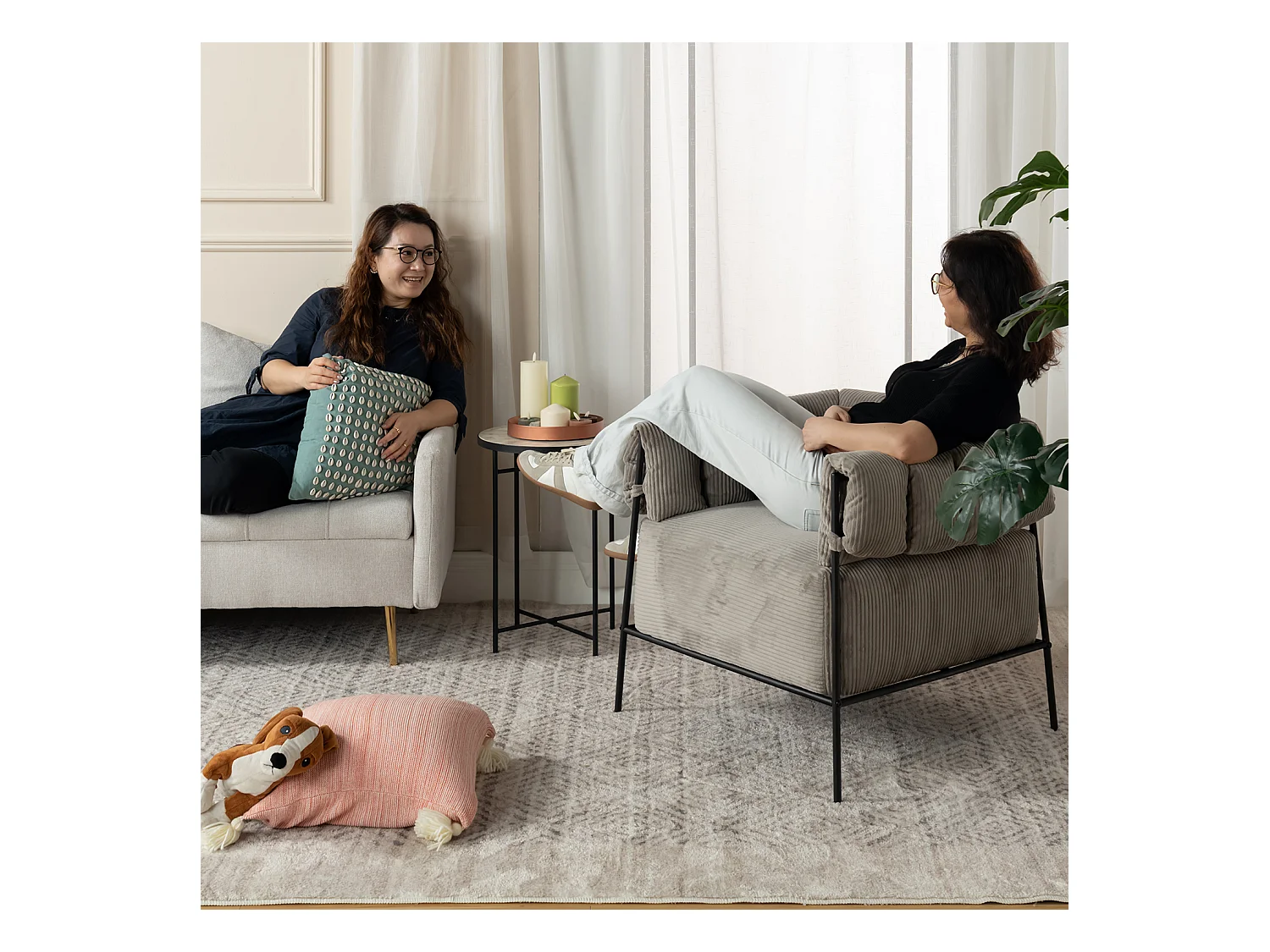 Fauteuil tissu en velours côtelé,DOMCO