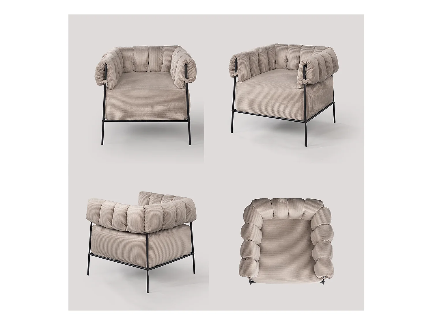 Fauteuil tissu en velours côtelé,DOMCO