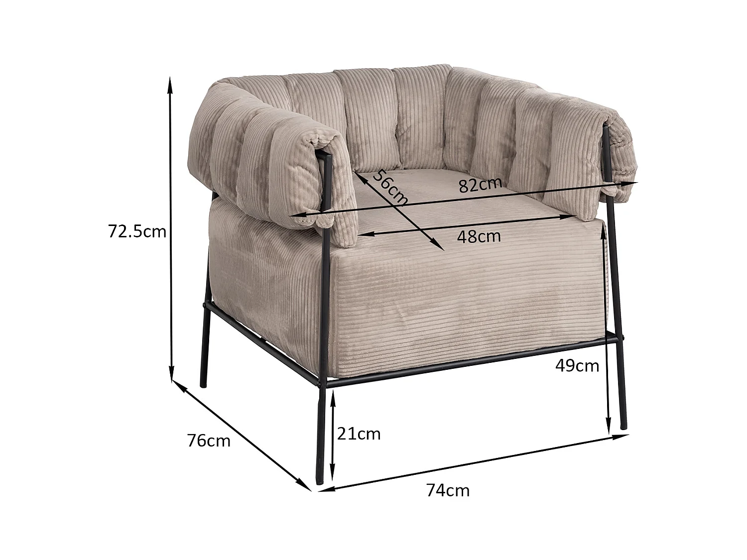 Fauteuil tissu en velours côtelé,DOMCO