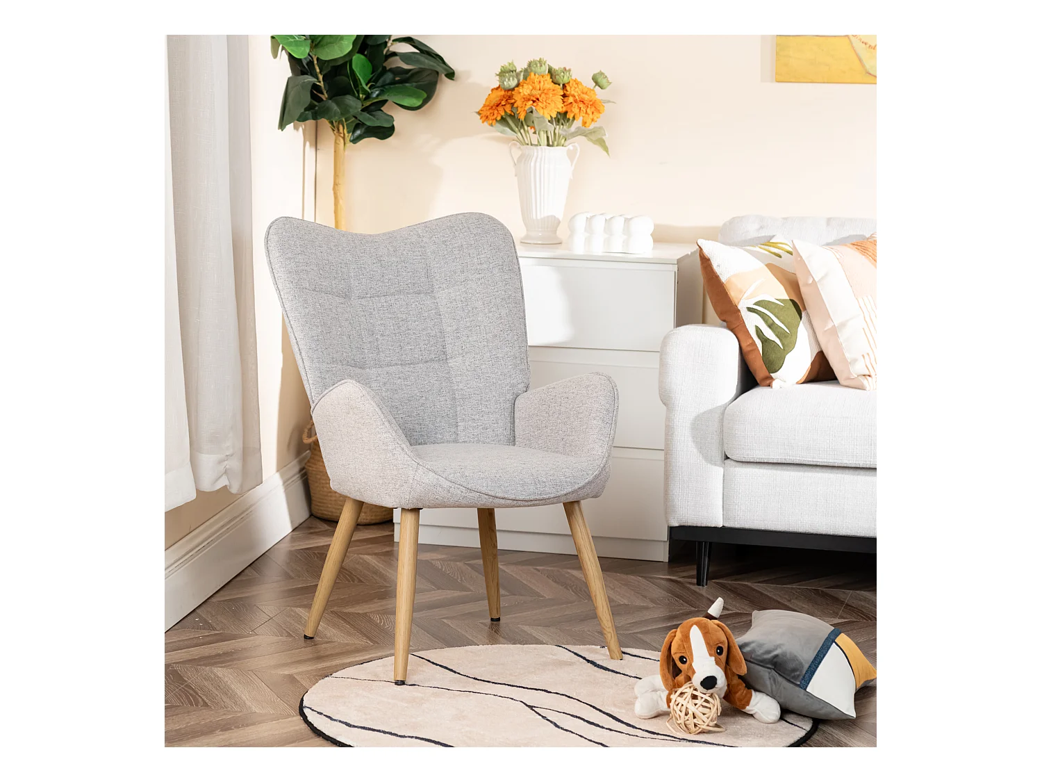 Fauteuil en tissu gris style scandinave,KANAS