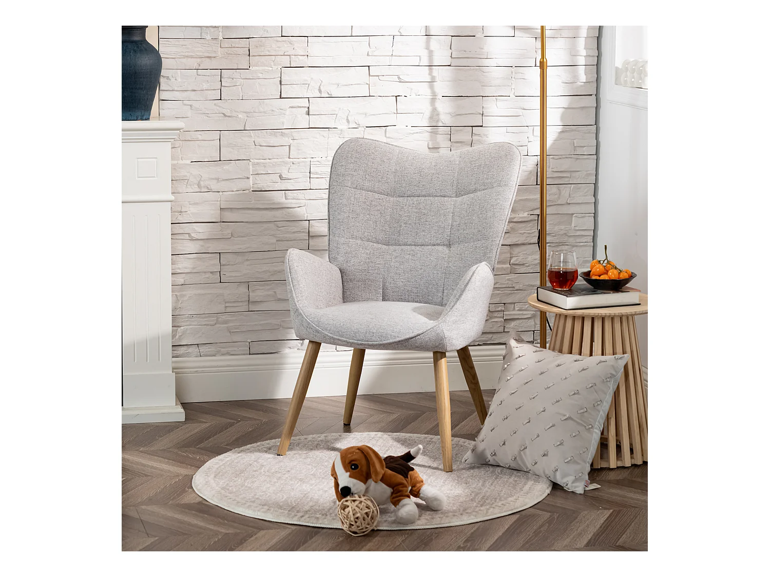 Fauteuil en tissu gris style scandinave,KANAS