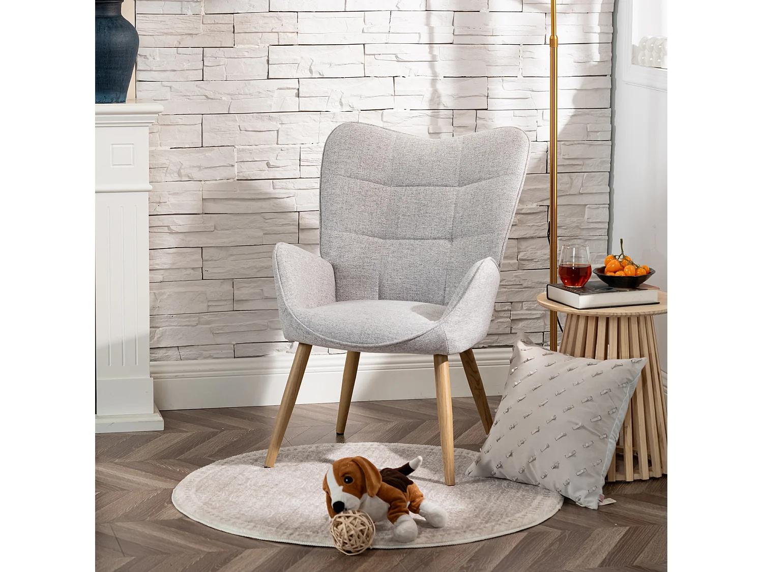 Fauteuil en tissu gris style scandinave,KANAS