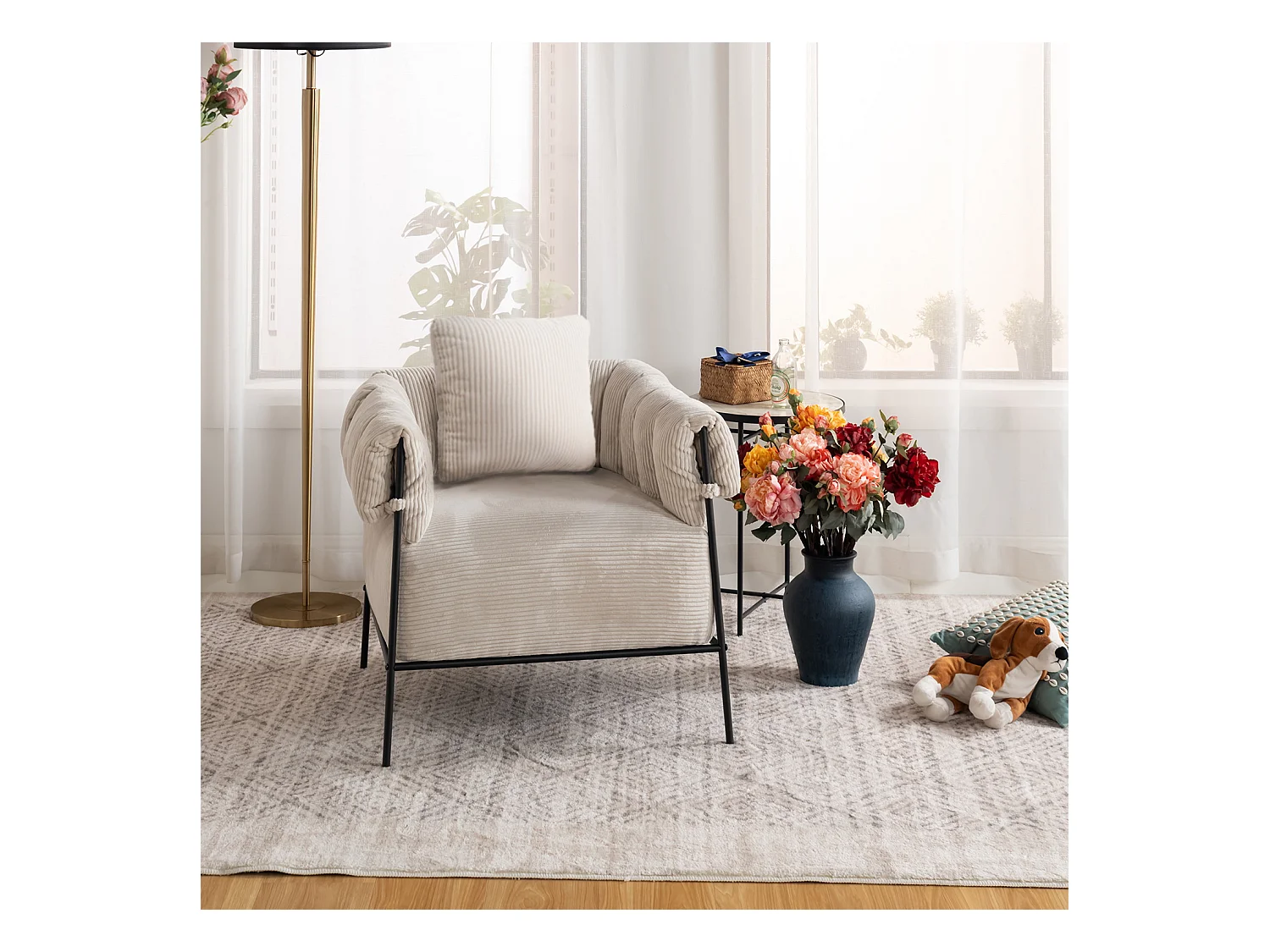 Fauteuil tissu en velours côtelé,DOMCO