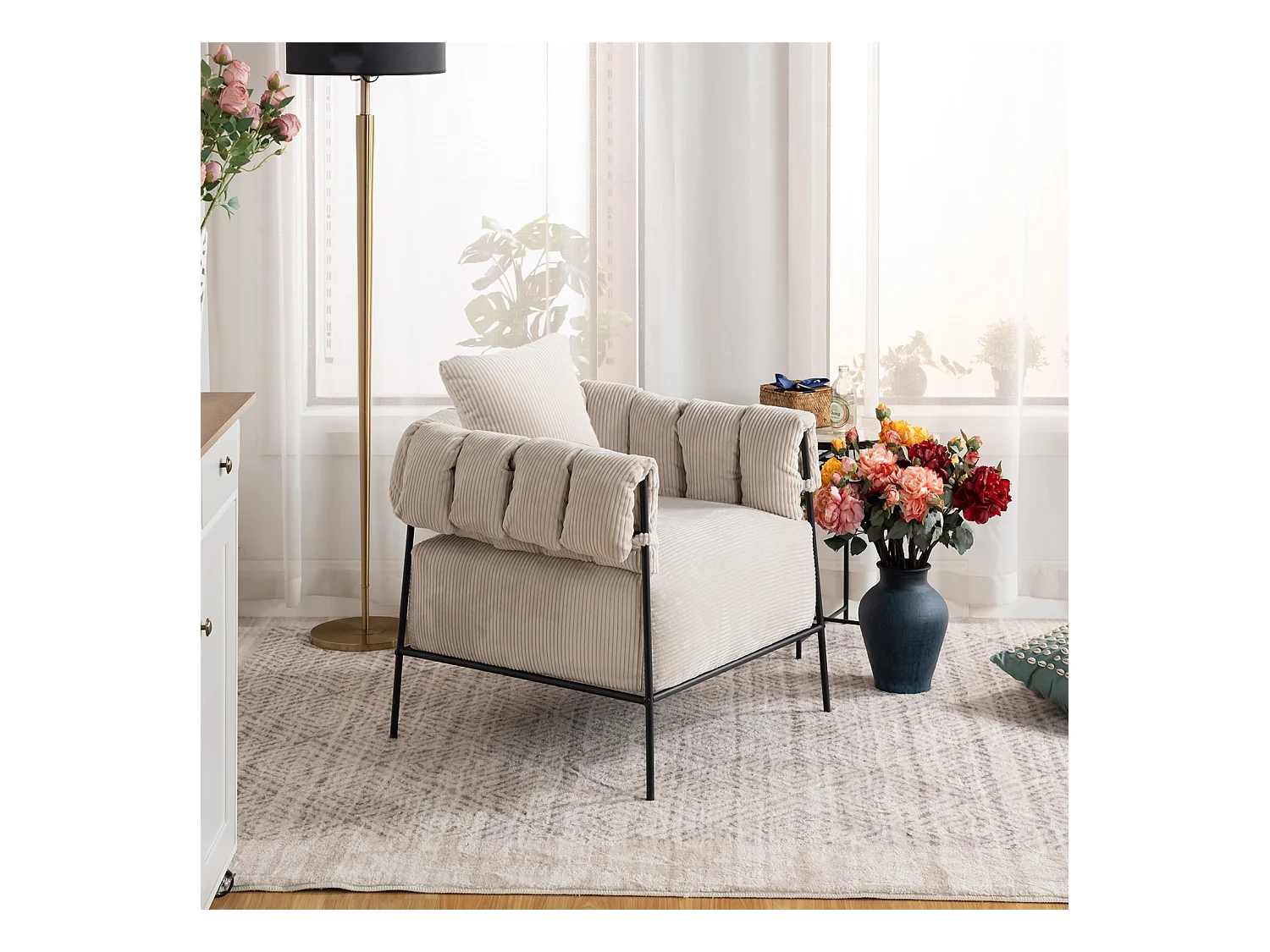 Fauteuil tissu en velours côtelé,DOMCO