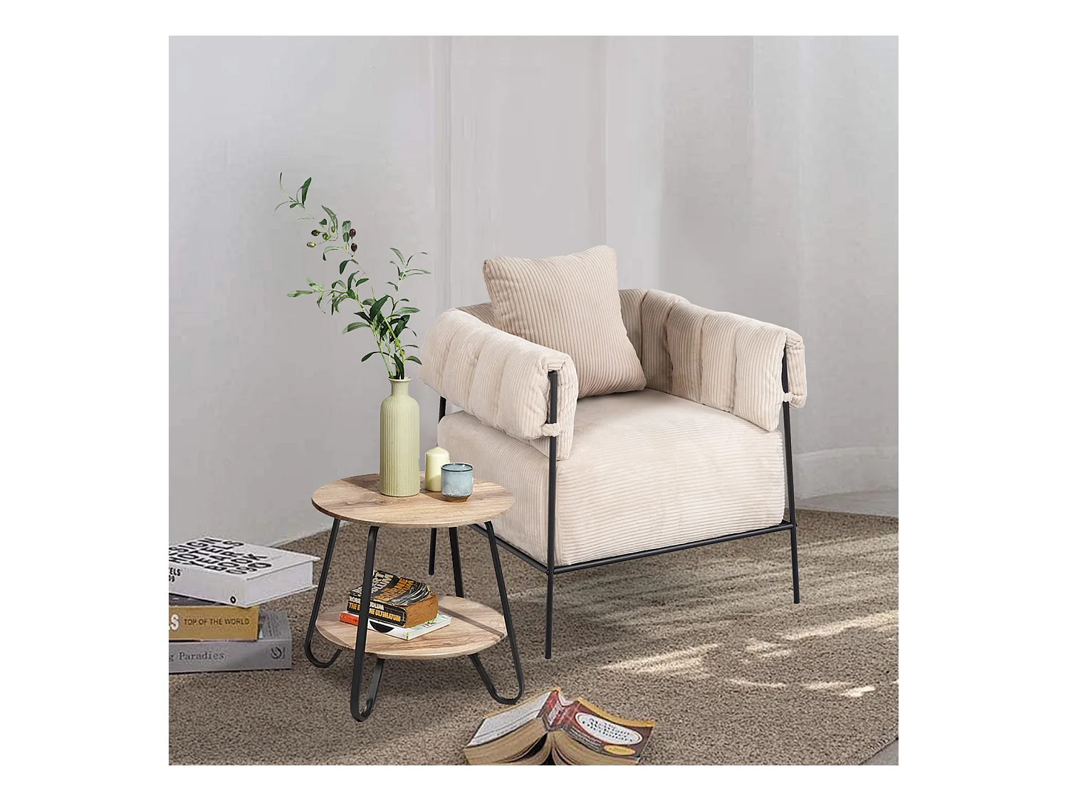 Fauteuil tissu en velours côtelé,DOMCO