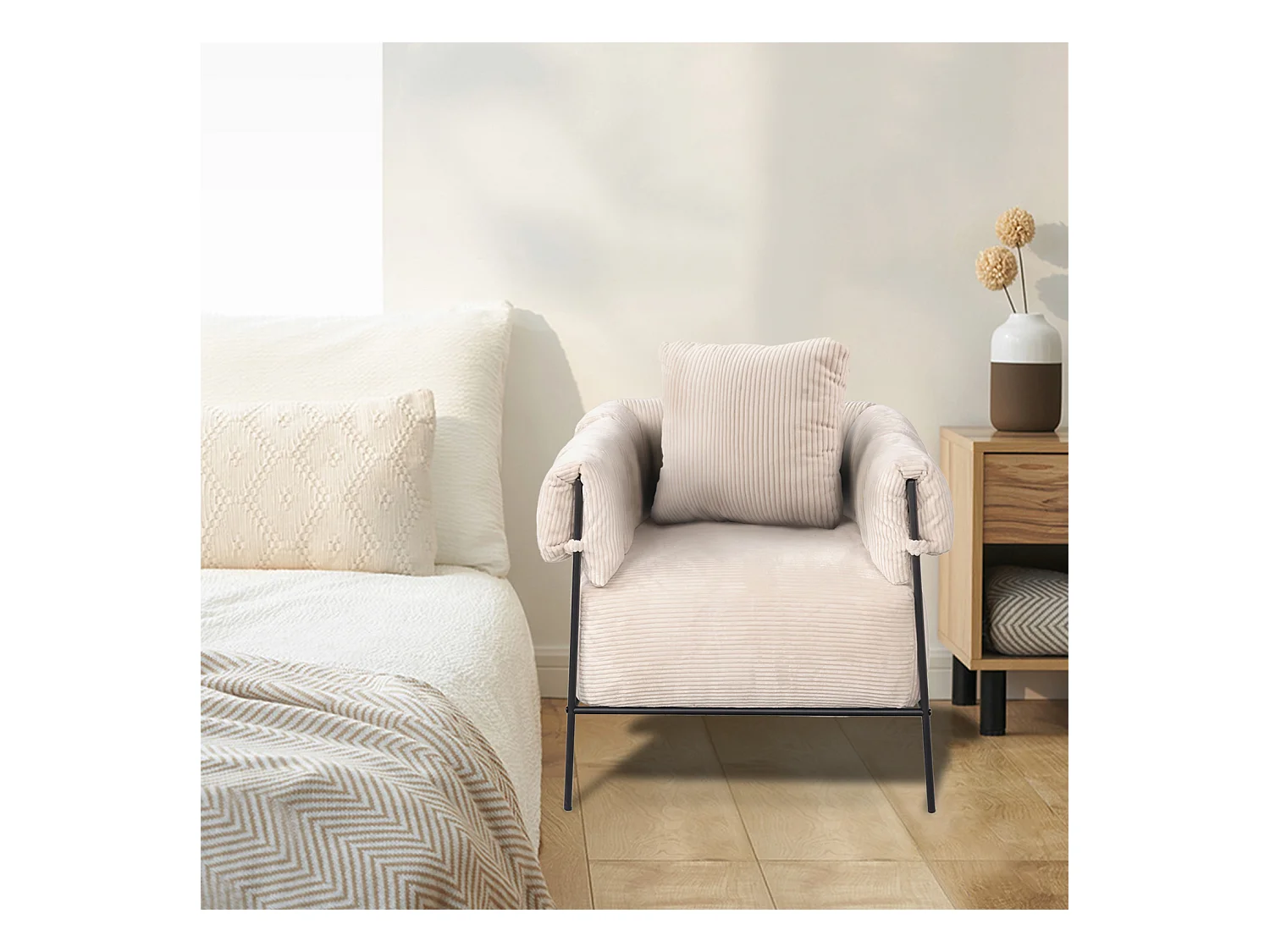 Fauteuil tissu en velours côtelé,DOMCO