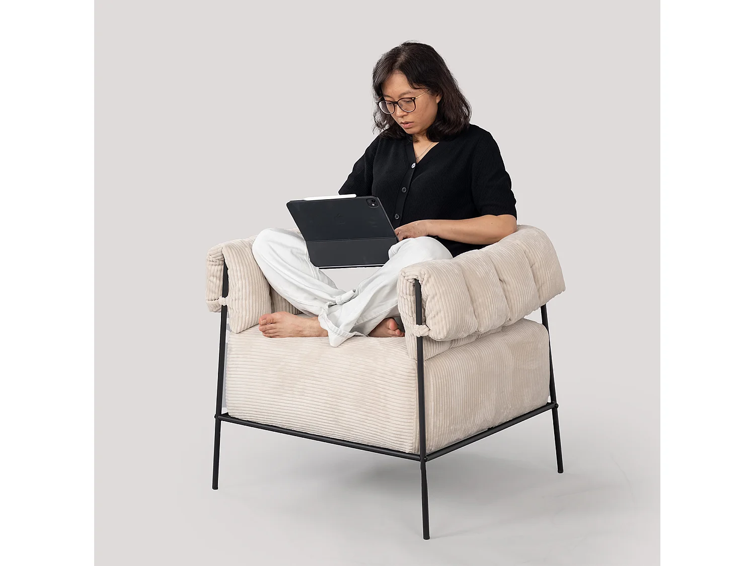 Fauteuil tissu en velours côtelé,DOMCO