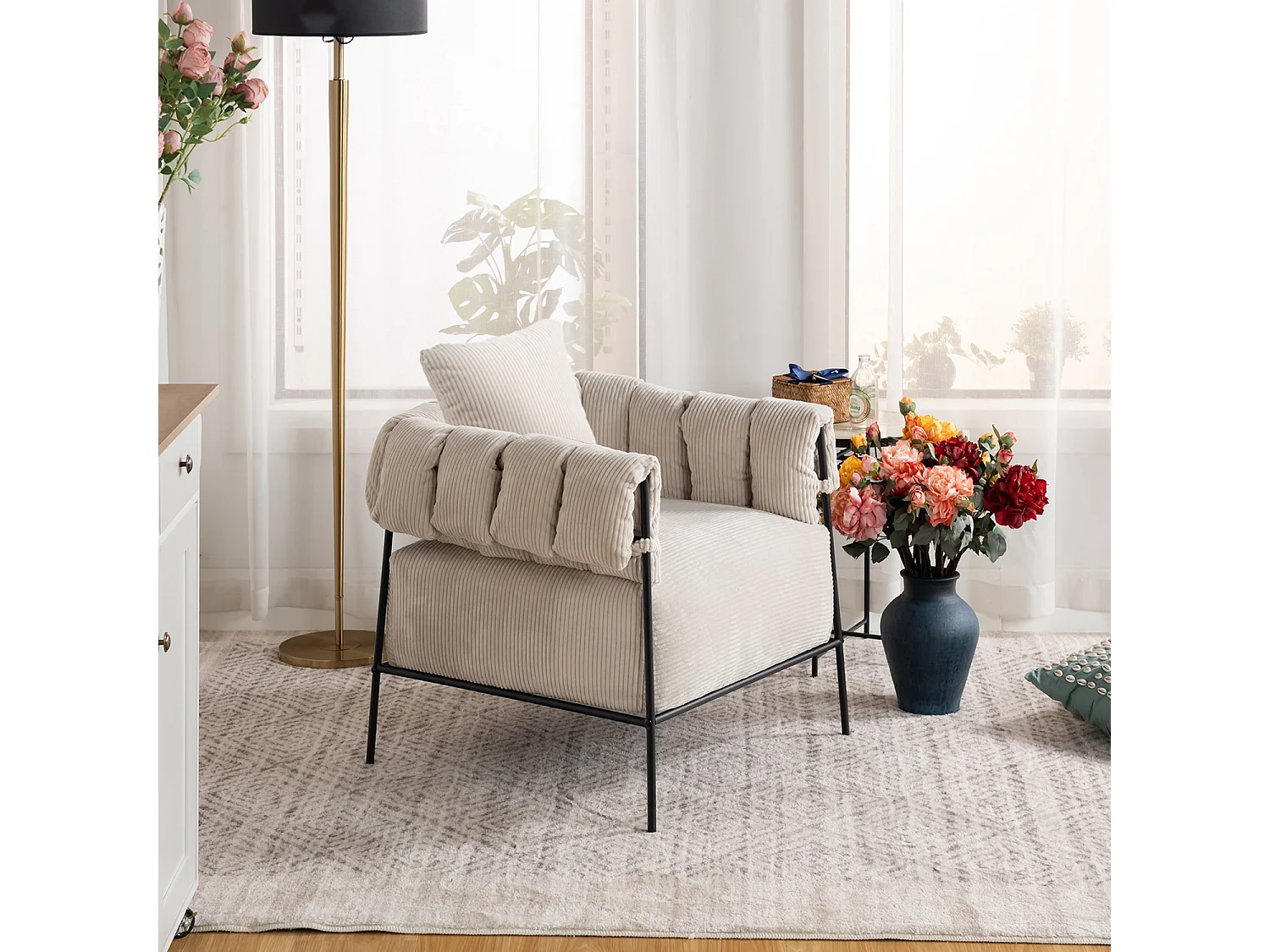 Fauteuil tissu en velours côtelé,DOMCO