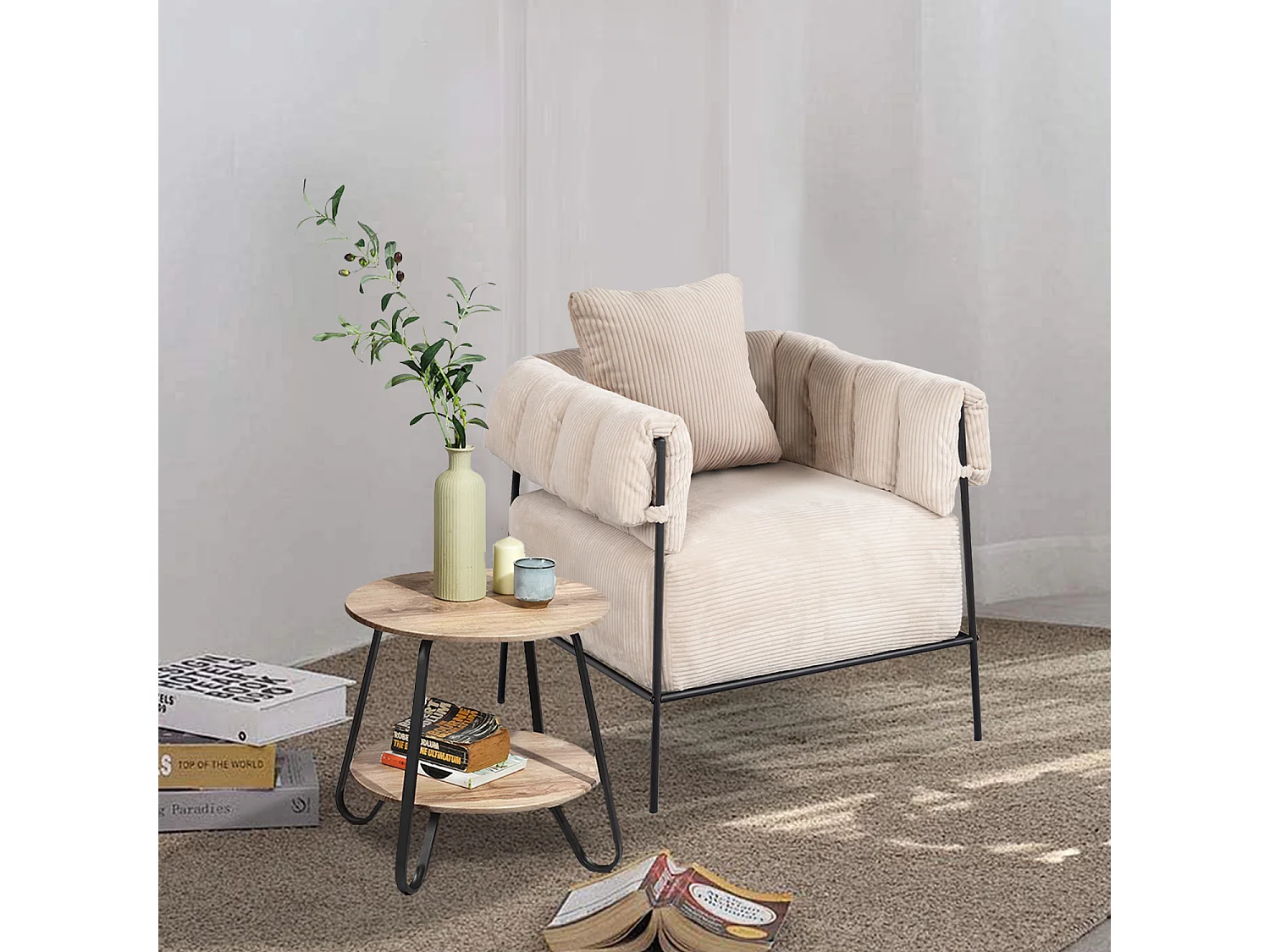 Fauteuil tissu en velours côtelé,DOMCO