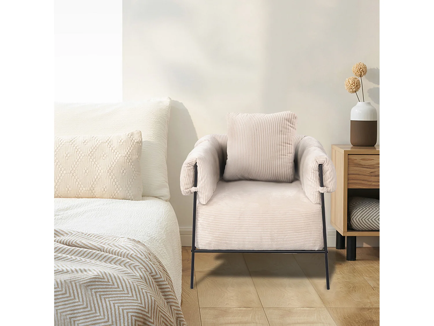 Fauteuil tissu en velours côtelé,DOMCO