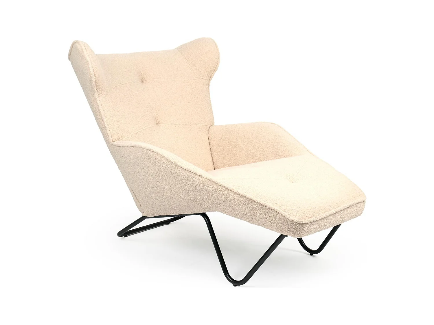 Fauteuil méridienne style bergère relax Shirley Tissu bouclette Beige