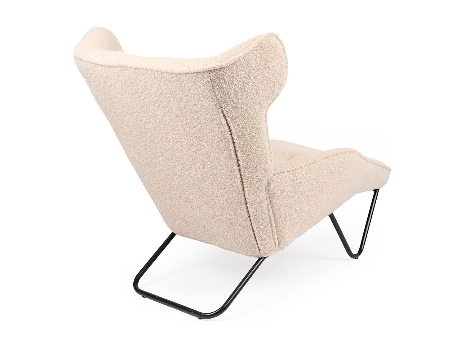 Fauteuil méridienne style bergère relax Shirley Tissu bouclette Beige