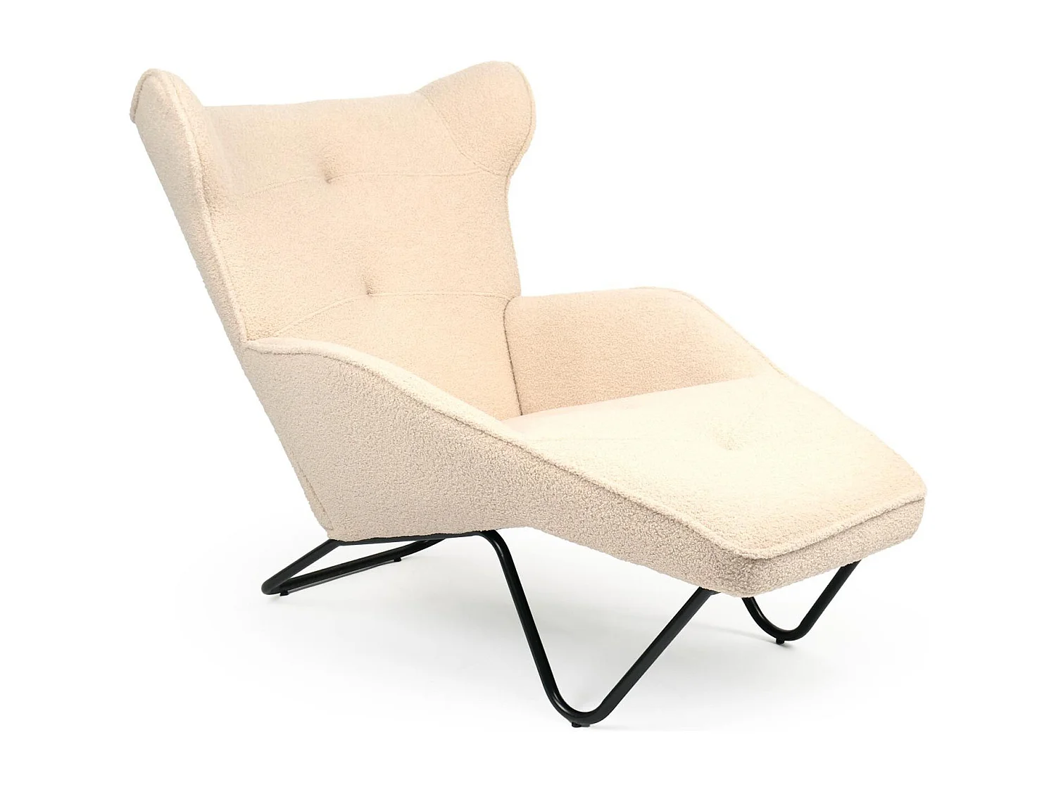 Fauteuil méridienne style bergère relax Shirley Tissu bouclette Beige