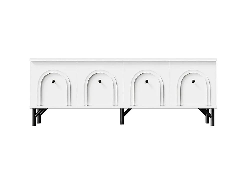Meuble TV moderne 4 portes - Blanc, 160 cm - Design élégant, charnières soft close