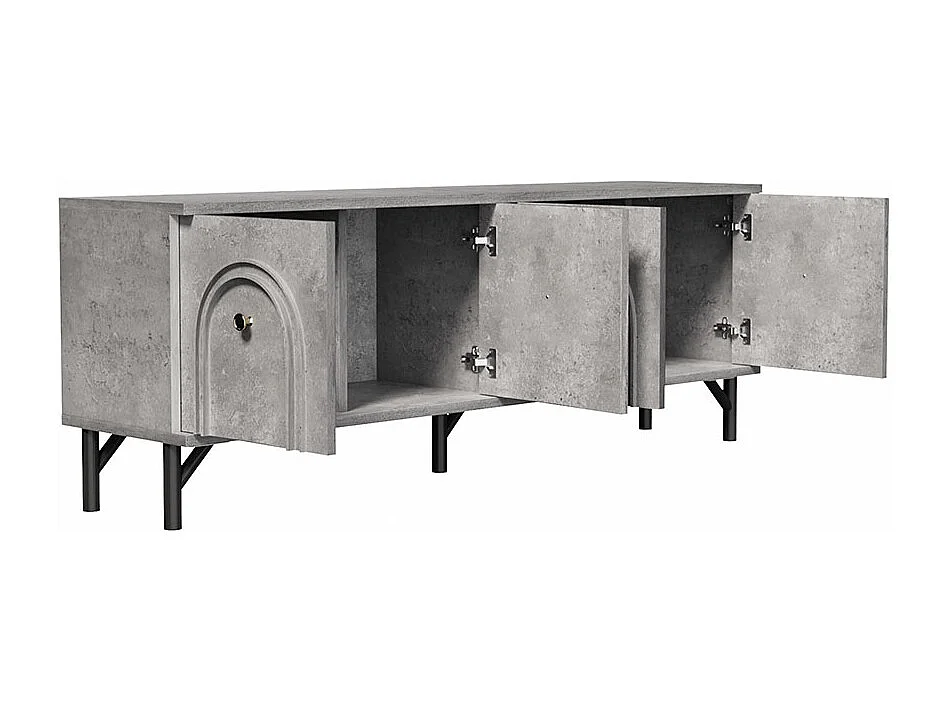 Meuble TV moderne 4 portes - Gris, 160 cm - Design élégant, charnières soft close