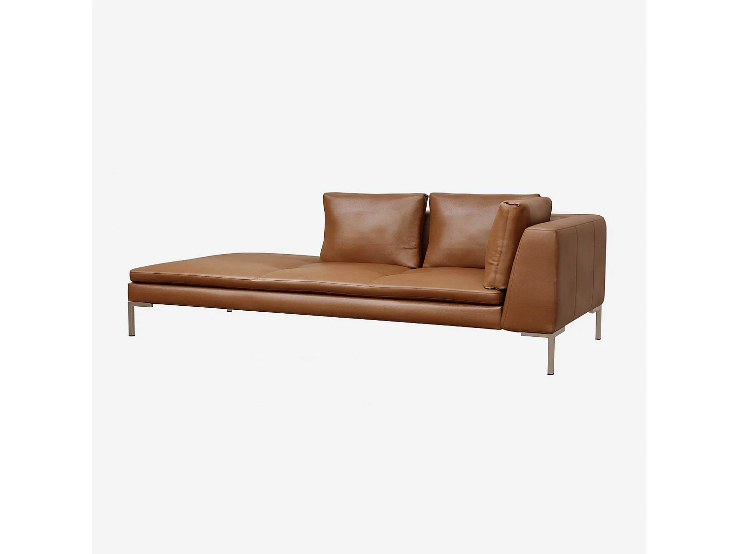 Habitat - Méridienne gauche en cuir Vintage Leather - Marron cognac - Montino