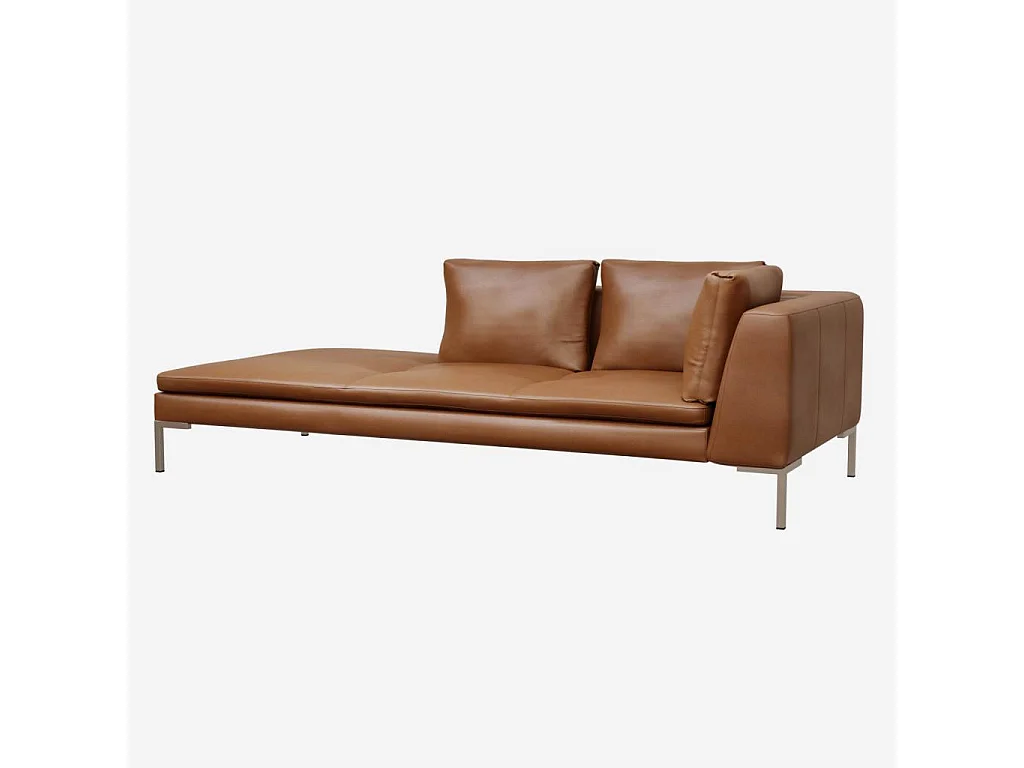 Habitat - Méridienne gauche en cuir Vintage Leather - Marron cognac - Montino