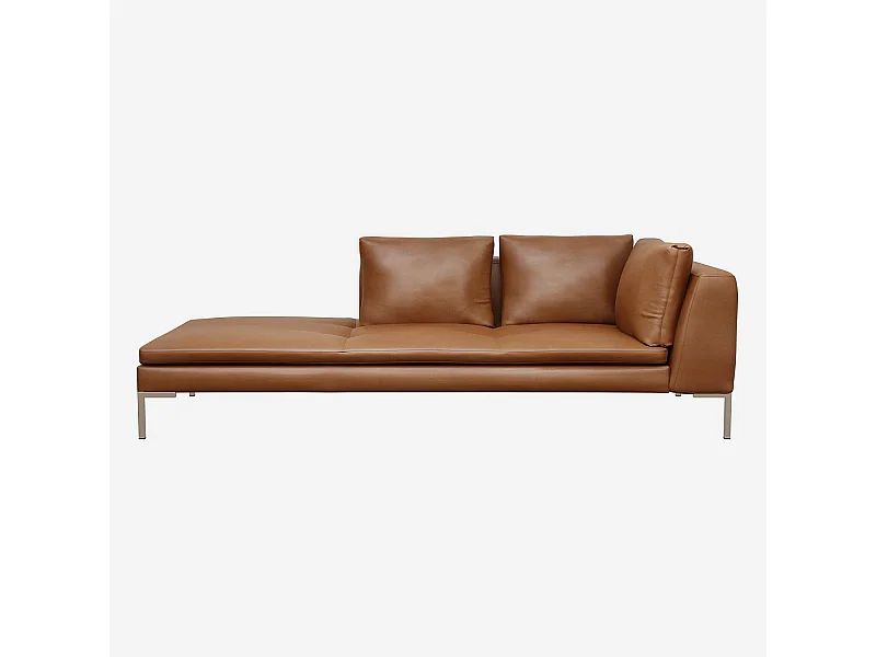 Habitat - Méridienne gauche en cuir Vintage Leather - Marron cognac - Montino