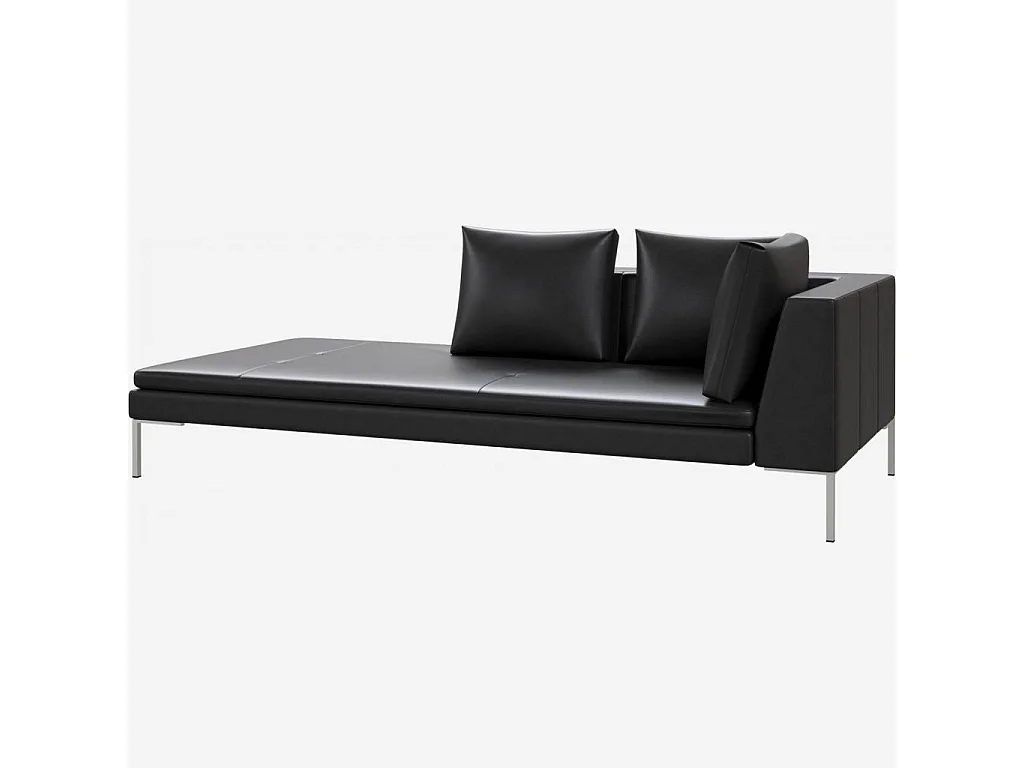 Habitat - Méridienne gauche en cuir Savoy - Noir obsidienne - Montino