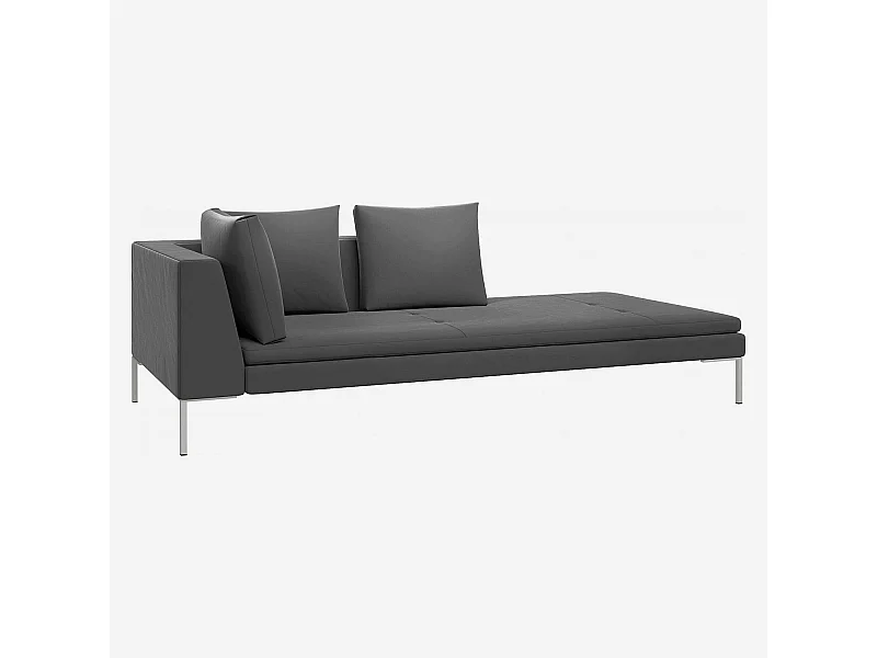 Habitat - Méridienne droite en velours - Gris ardoise - Montino