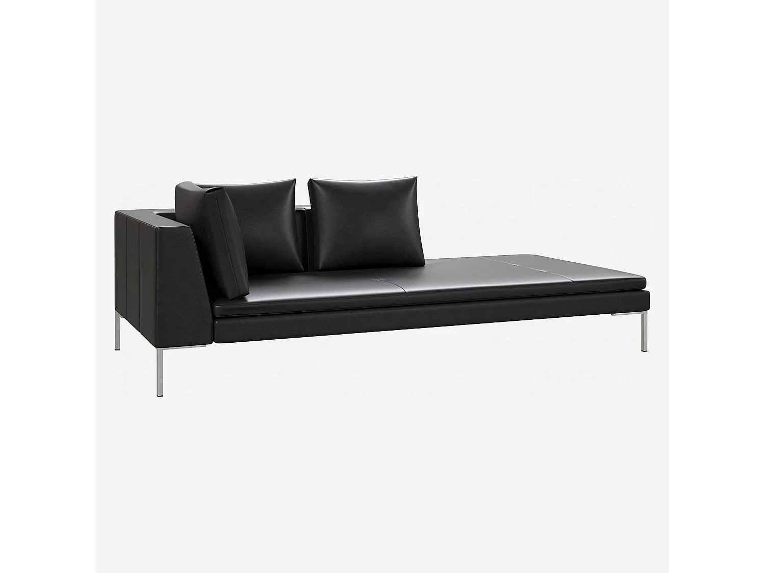 Habitat - Méridienne droite en cuir Savoy - Noir obsidienne - Montino