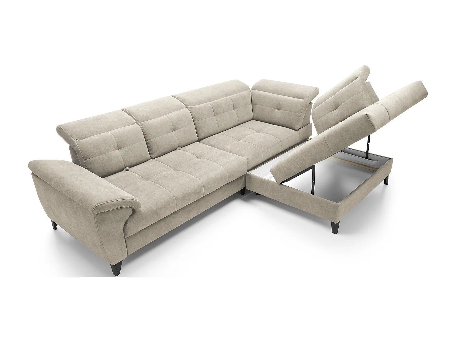 Divano d'angolo Corsica L/Tessuto-Beige