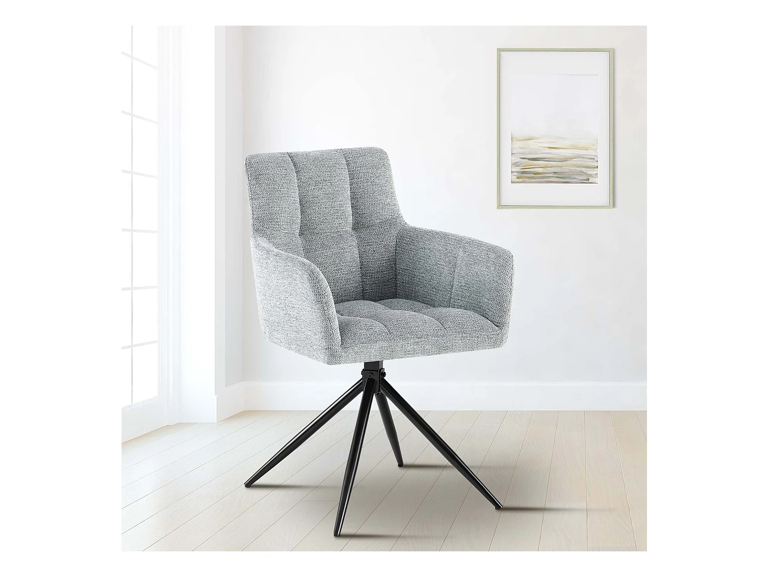 chaises avec accoudoirs - Tissu - Gris clair - Jonah