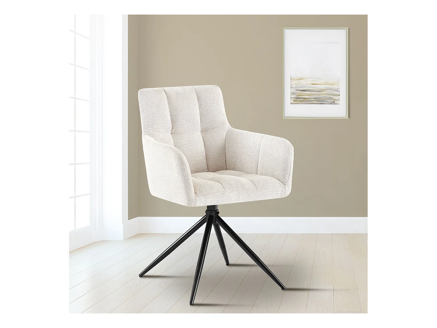 chaises avec accoudoirs - Tissu - Crème - Jonah