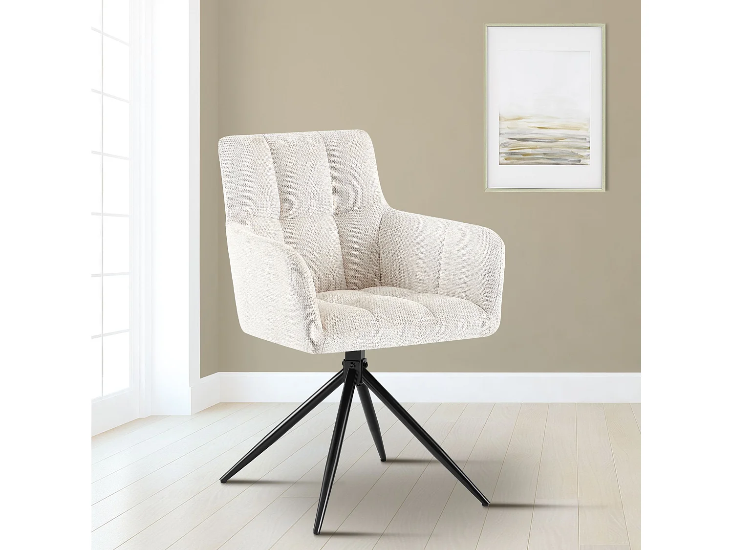 chaises avec accoudoirs - Tissu - Crème - Jonah