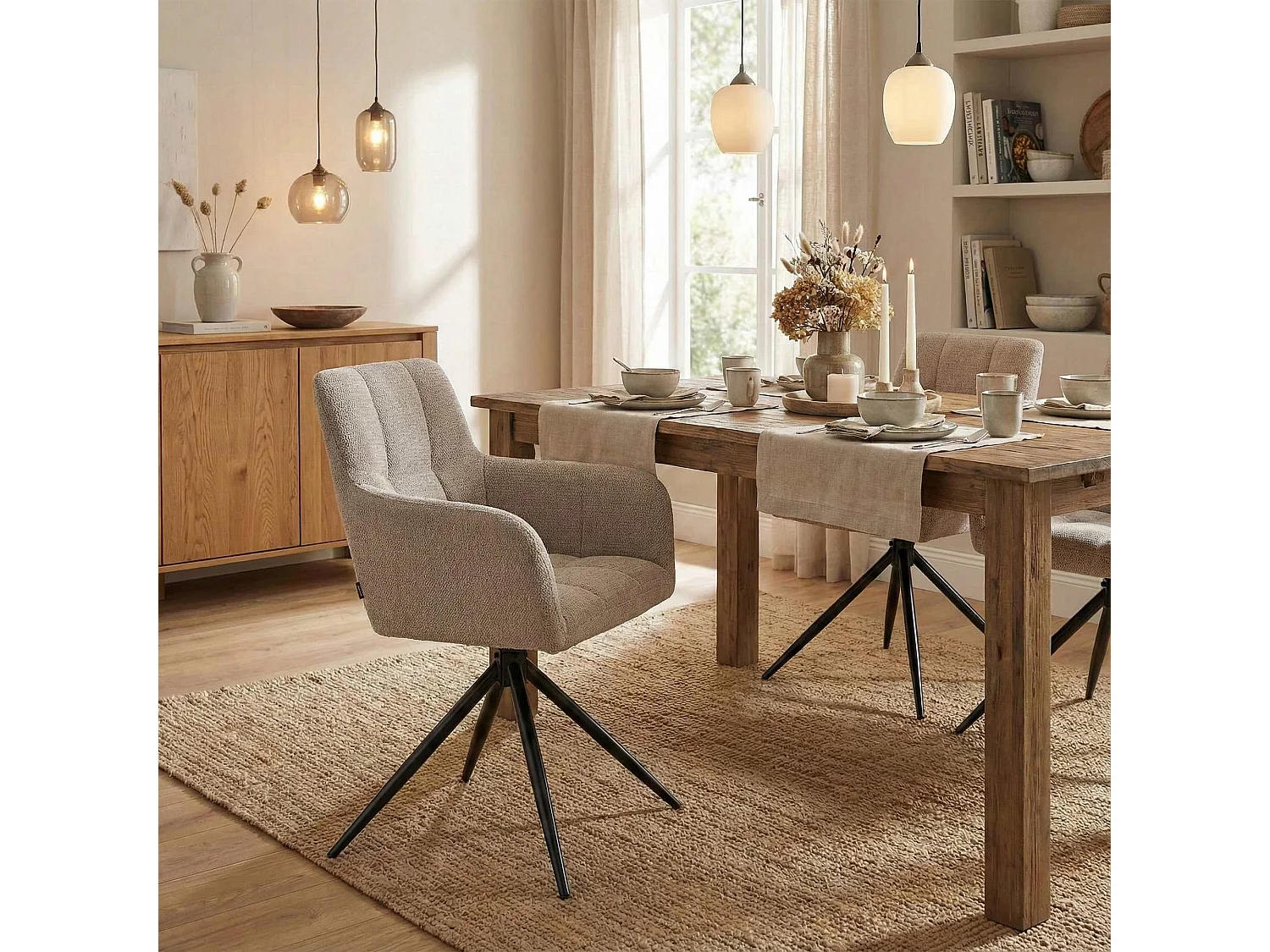 chaises avec accoudoirs - Tissu - Taupe - Jonah