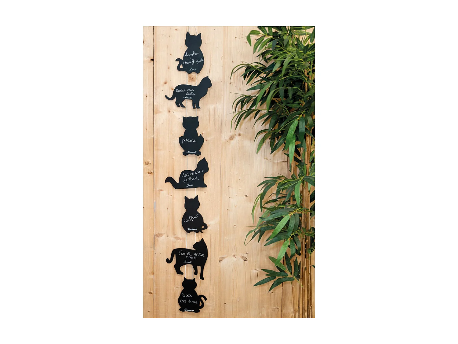 Semainier mural tableau noir chats – Planning déco effaçable pour la semaine