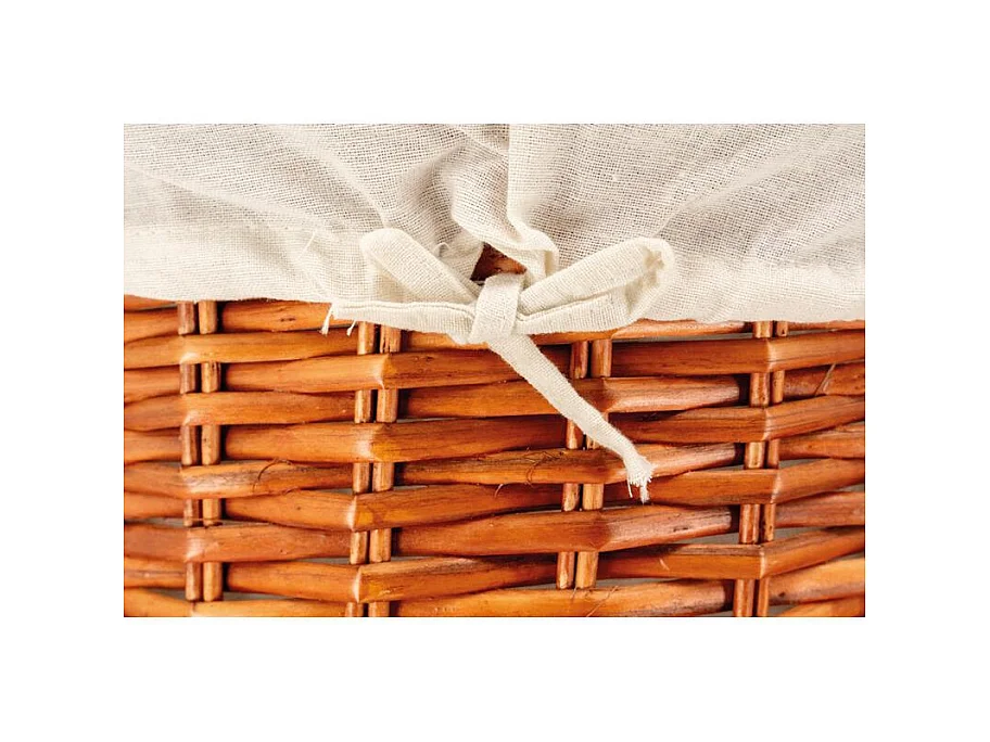 Set de 2 coffres à linge en osier naturel – Avec doublure coton et couvercle