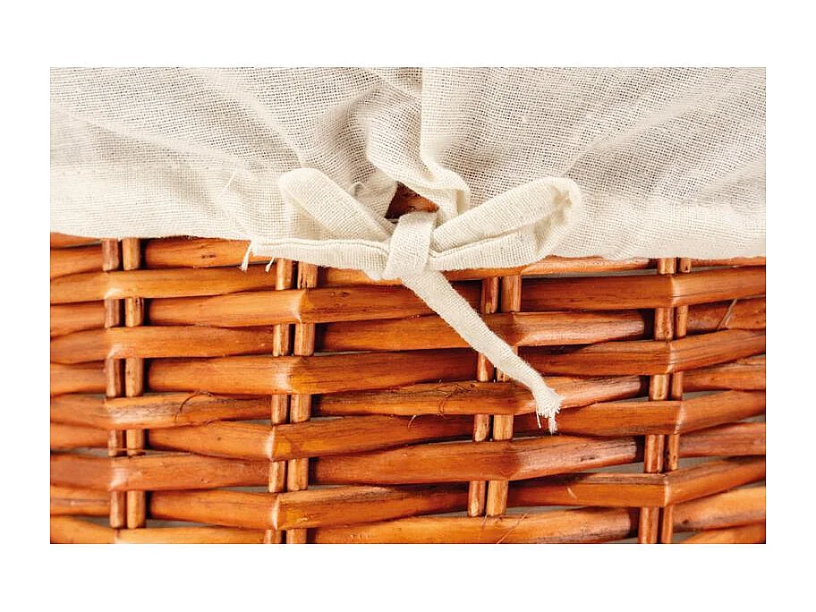 Set de 2 coffres à linge en osier naturel – Avec doublure coton et couvercle