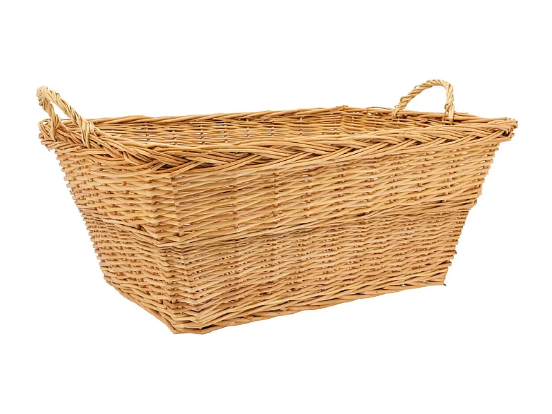 Corbeille à linge en osier blanc avec anses – Élégance naturelle et rangement pratique