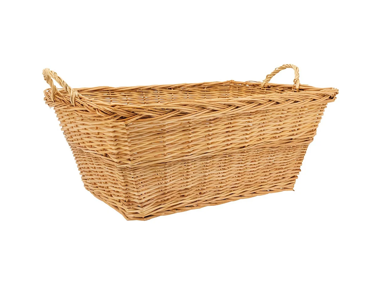 Corbeille à linge en osier blanc avec anses – Élégance naturelle et rangement pratique