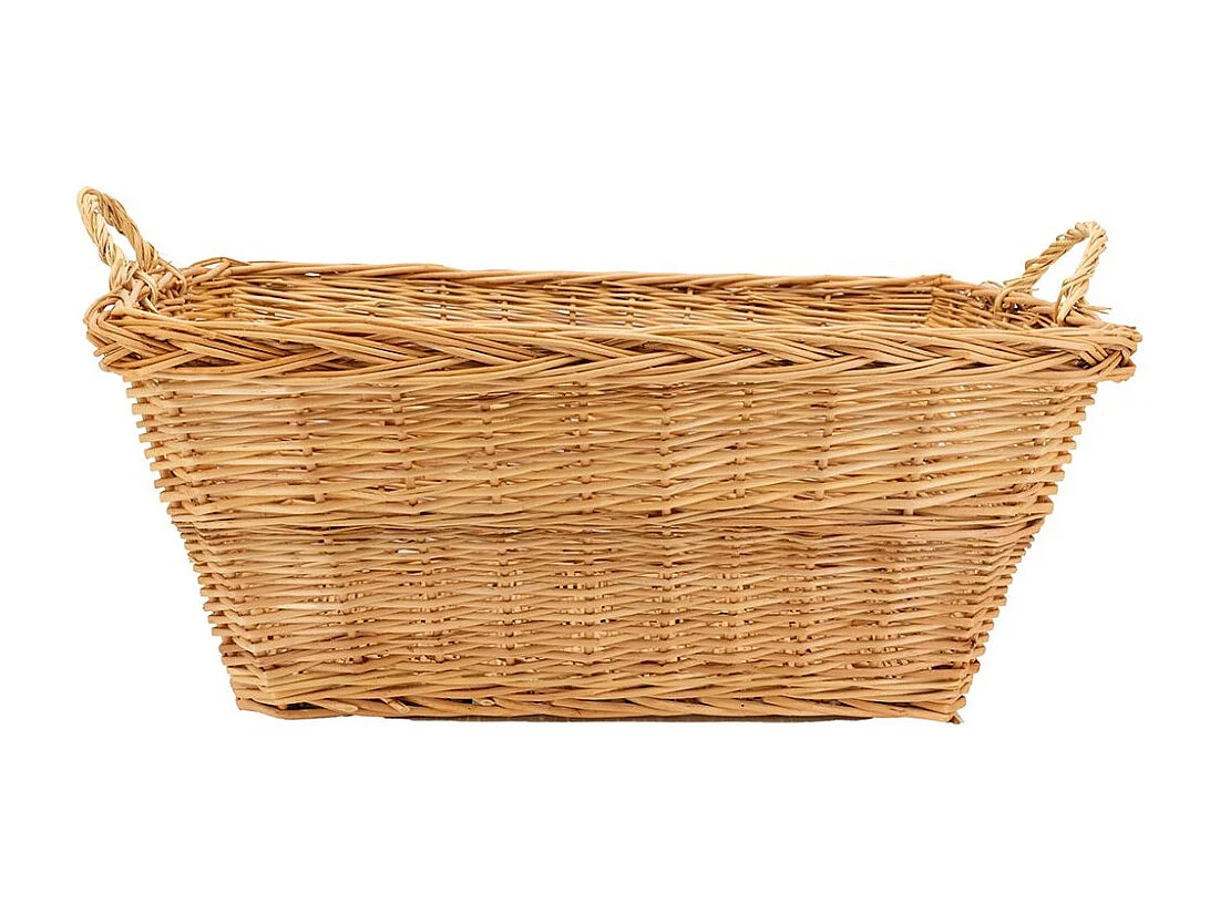 Corbeille à linge en osier blanc avec anses – Élégance naturelle et rangement pratique