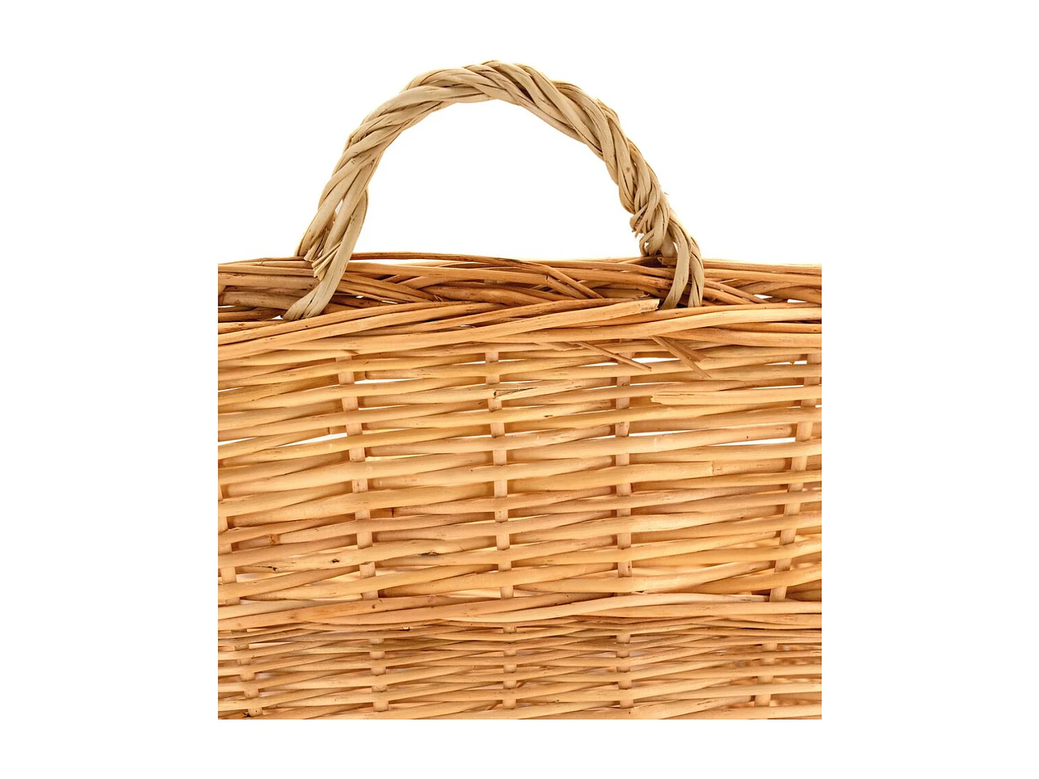 Corbeille à linge en osier blanc avec anses – Élégance naturelle et rangement pratique