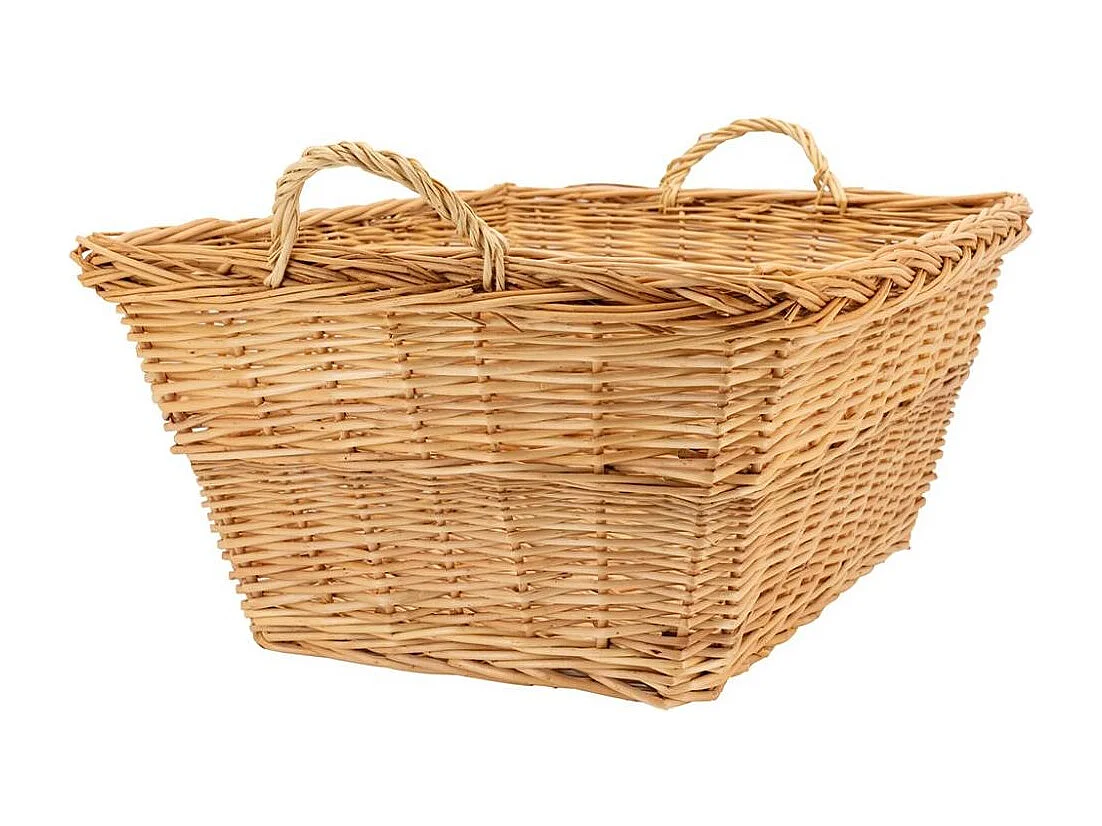 Corbeille à linge en osier blanc avec anses – Élégance naturelle et rangement pratique