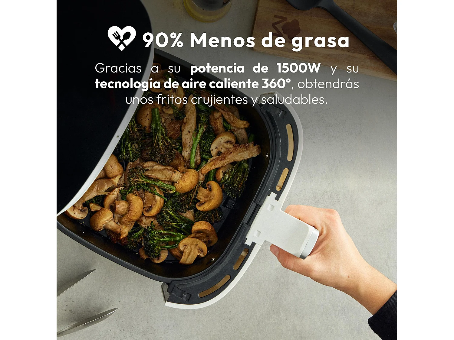 Friteuse à air 1500 W avec 12 programmes et revêtement antiadhésif