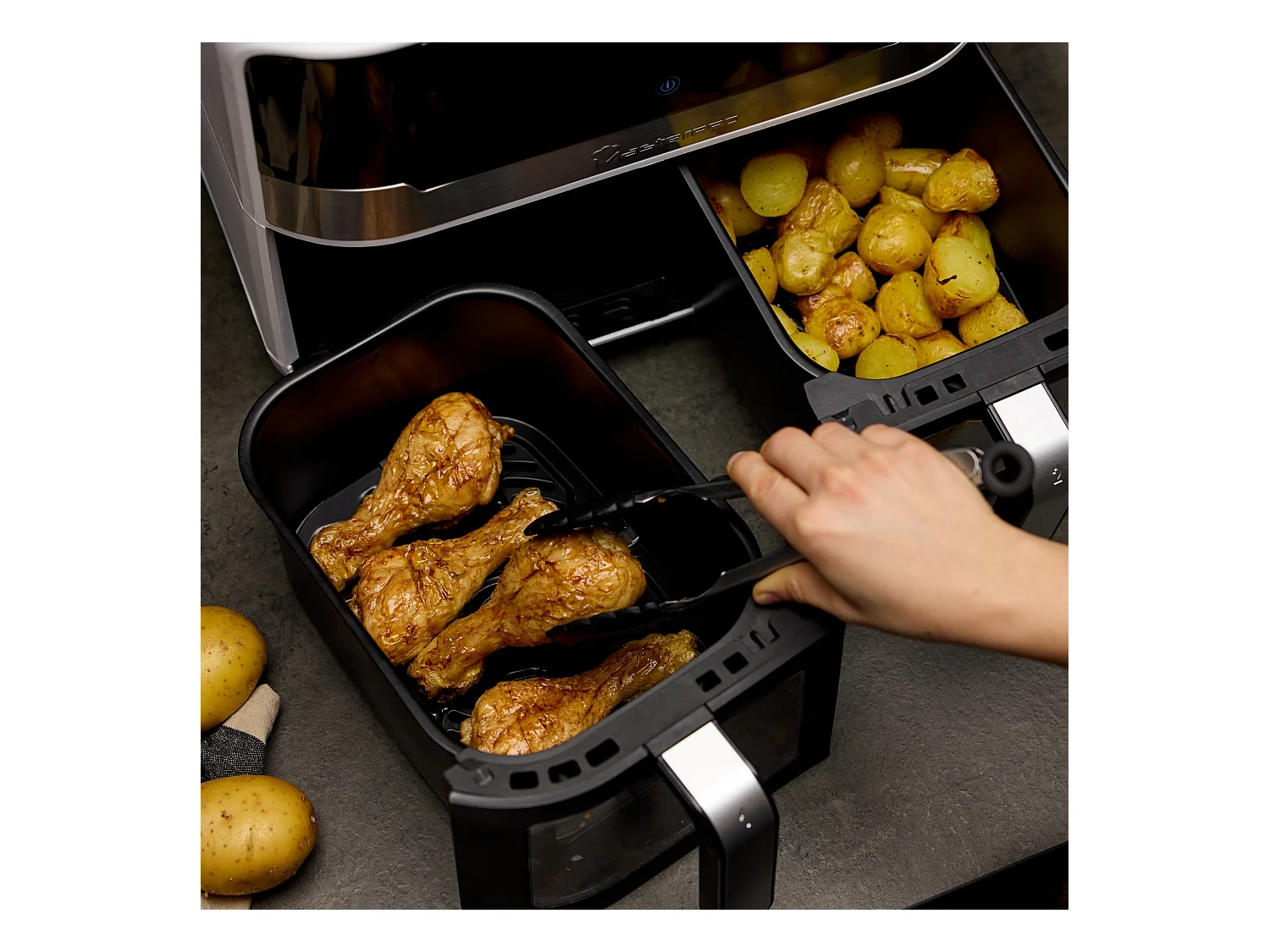 Friteuse à air double ROCKET 240W, contrôle de la durée et de la température