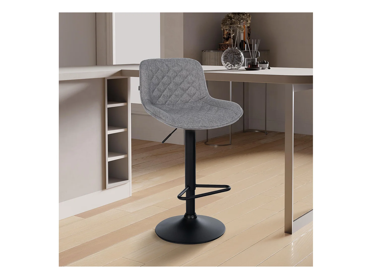 Tabouret de bar - Tissu - Gris foncé - Kasson