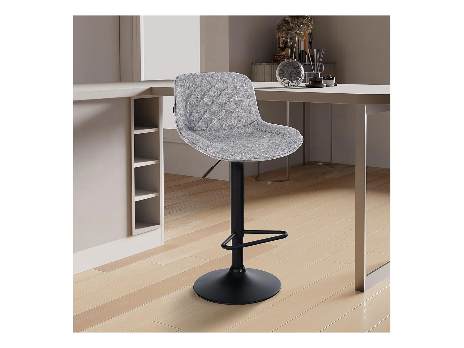 Tabouret de bar - Tissu - Gris - Kasson