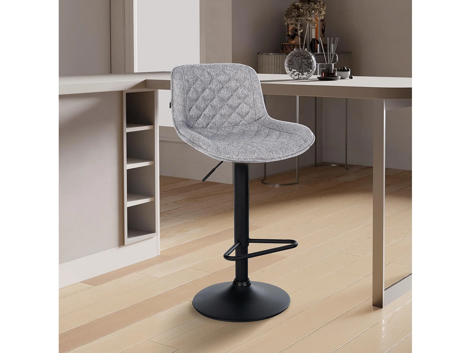 Tabouret de bar - Tissu - Gris - Kasson